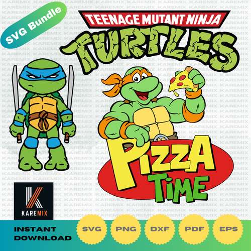Ninja Turtles Clipart ,Alphabet, Teenage Mutant Ninja Turtles Svg Cutting Files, Pdf , Png, Dxf, Instant Download