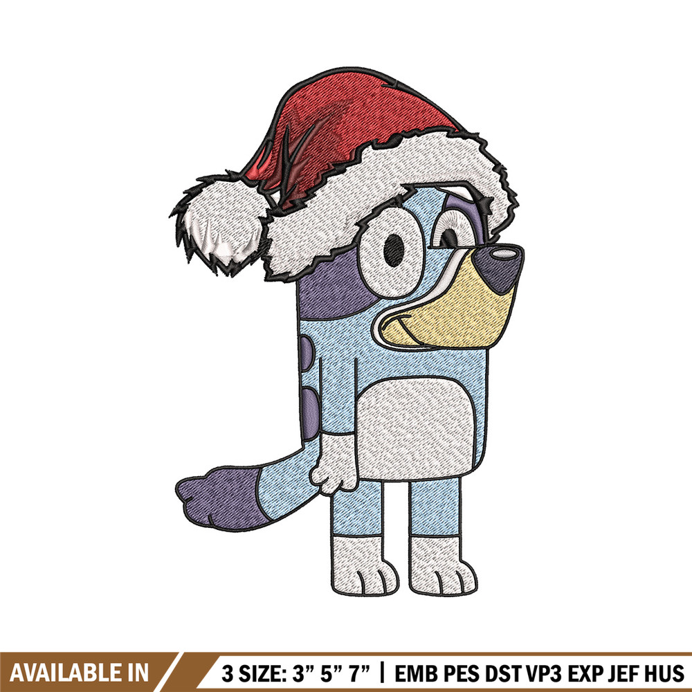 Bandit chrismas hat Embroidery Design, Bluey Embroidery, Embroidery File, Brand Embroidery, Logo shirt, Digital download.jpg