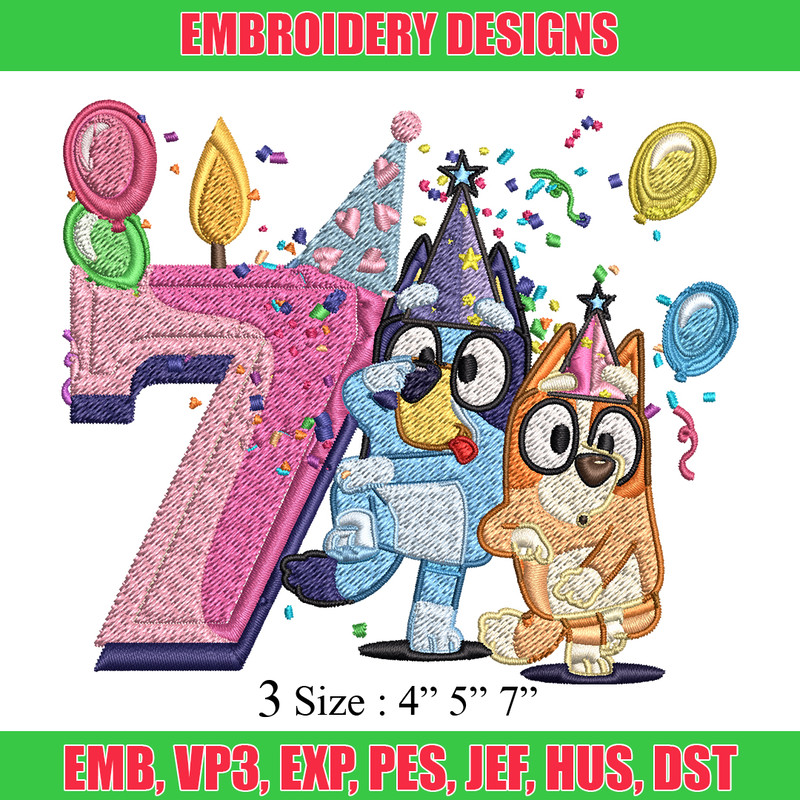 Bluey bingo 7th birthday Embroidery, Bluey birthday Embroidery, Embroidery File, cartoon design, Digital download..jpg