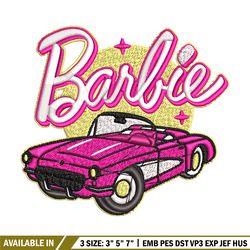 barbie girl pink car embroidery, barbie girl pink car embroidery, logo design, embroidery file, digital download.