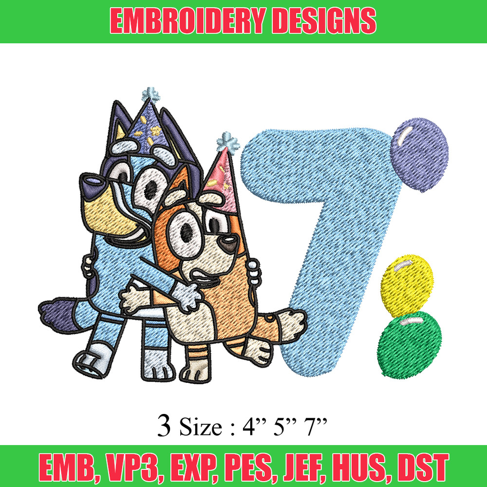 Bluey Bingo 7th Birthday Embroidery, Bluey Cartoon Embroidery, Disney Embroidery, Embroidery File, digital download..jpg