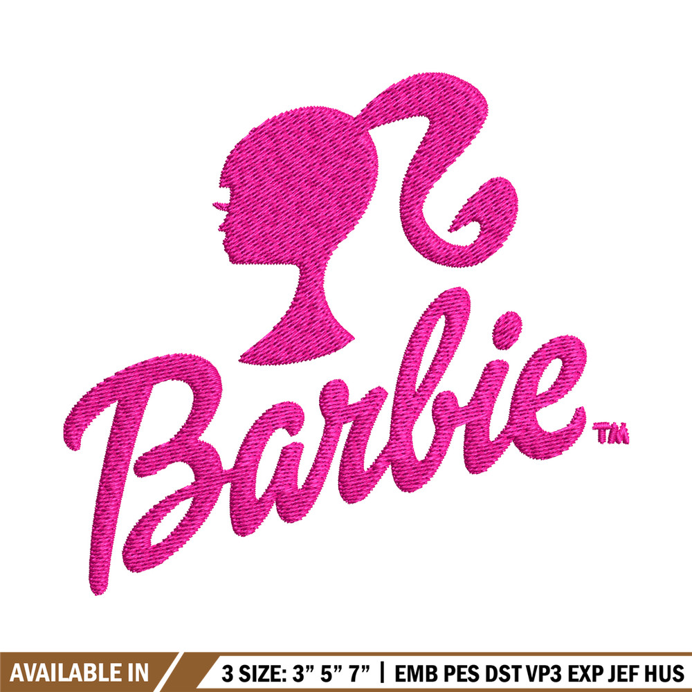 Barbie logo and her Embroidery, Barbie logo and her Embroidery, logo design, Embroidery File, Digital download..jpg