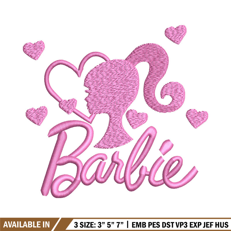 Barbie pink embroidery design, Barbie embroidery, Embroidery file, Embroidery shirt, Emb design, Digital download.jpg