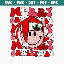 retro merry christmas smiley face svg graphic design file