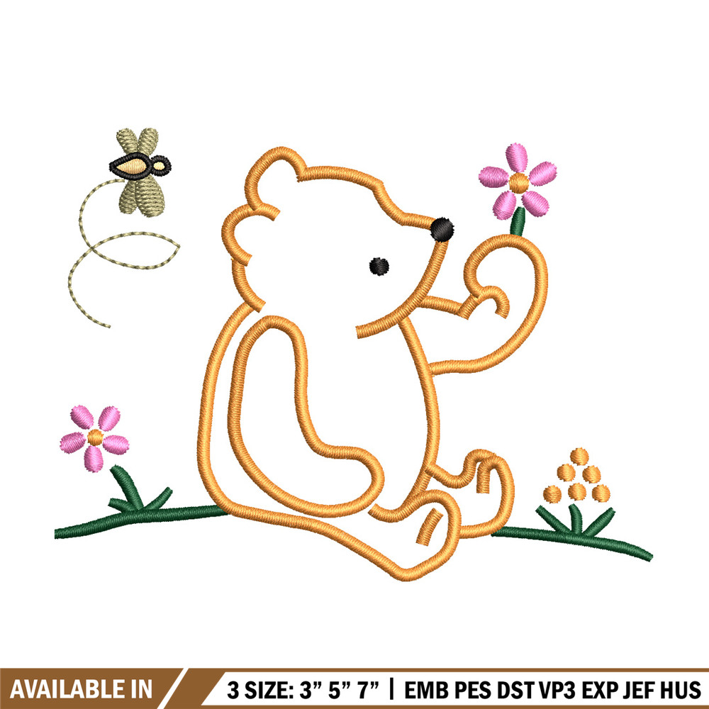 Bear flower embroidery design, Bear embroidery, Embroidery file, Embroidery shirt, Emb design, Digital download.jpg