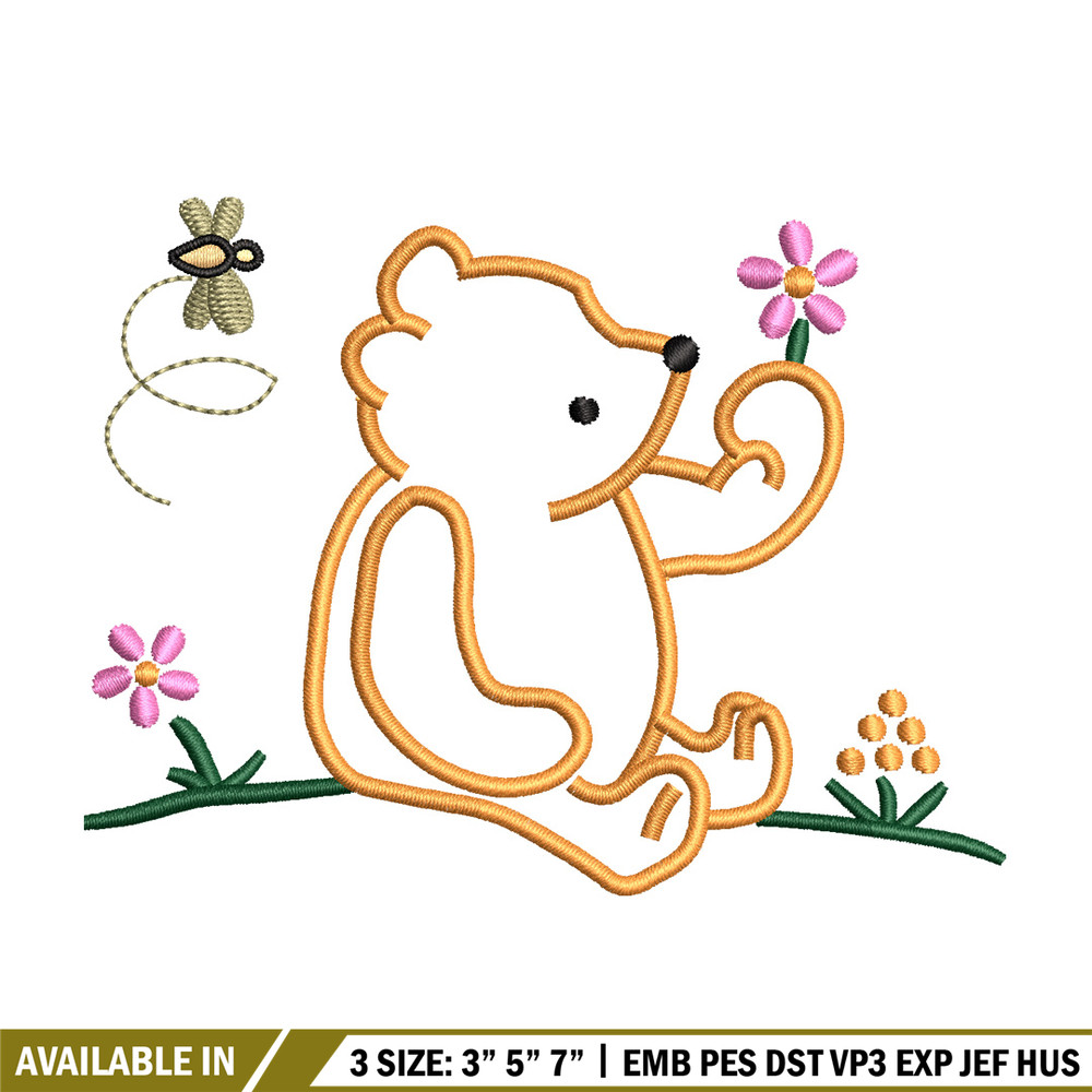 Bear flower embroidery design, Bear embroidery, Embroidery file, Embroidery shirt, Emb design, Digital download.jpg