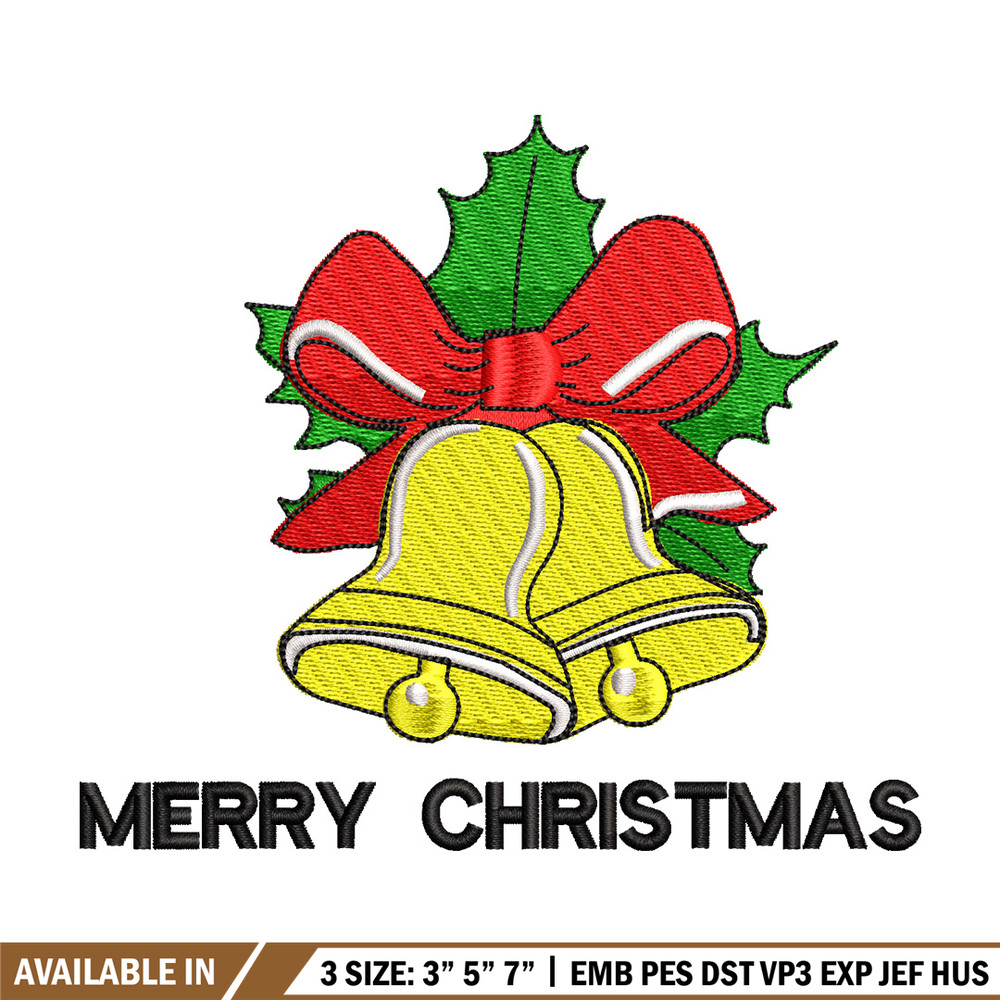 Bells chrismas embroidery design, Chrismas embroidery, Emb design, Embroidery shirt, Embroidery file, Digital download.jpg