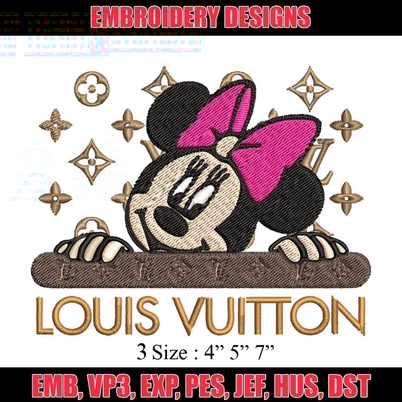 Minnie head lv Embroidery Design, Lv Embroidery, Embroidery File, Brand Embroidery, Logo shirt, Digital download.jpg