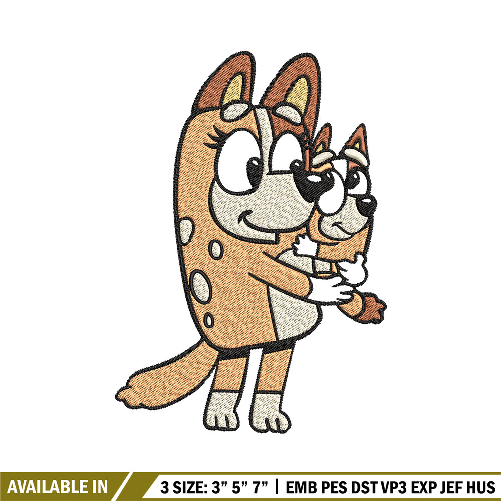 Bingo and her Mum Embroidery, Bluey Embroidery, Embroidery File, cartoon shirt, cartoon design, Digital download..jpg