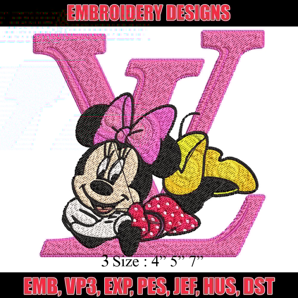 Minnie pink lv Embroidery Design, Lv Embroidery, Brand Embroidery, Embroidery File, Logo shirt, Digital download.jpg
