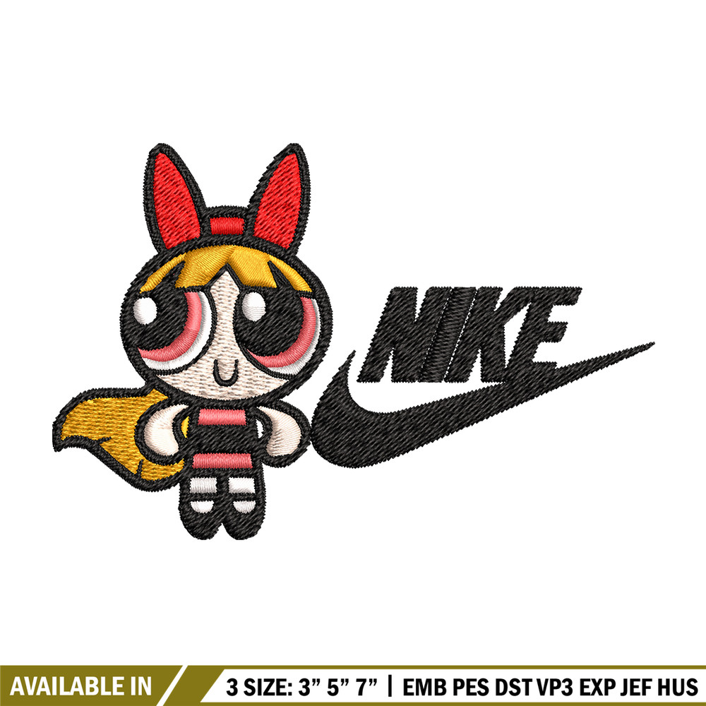 Blossom Nike Embroidery design, Powerpuff Girls cartoon Embroidery, Nike design, Embroidery file, Instant download..jpg