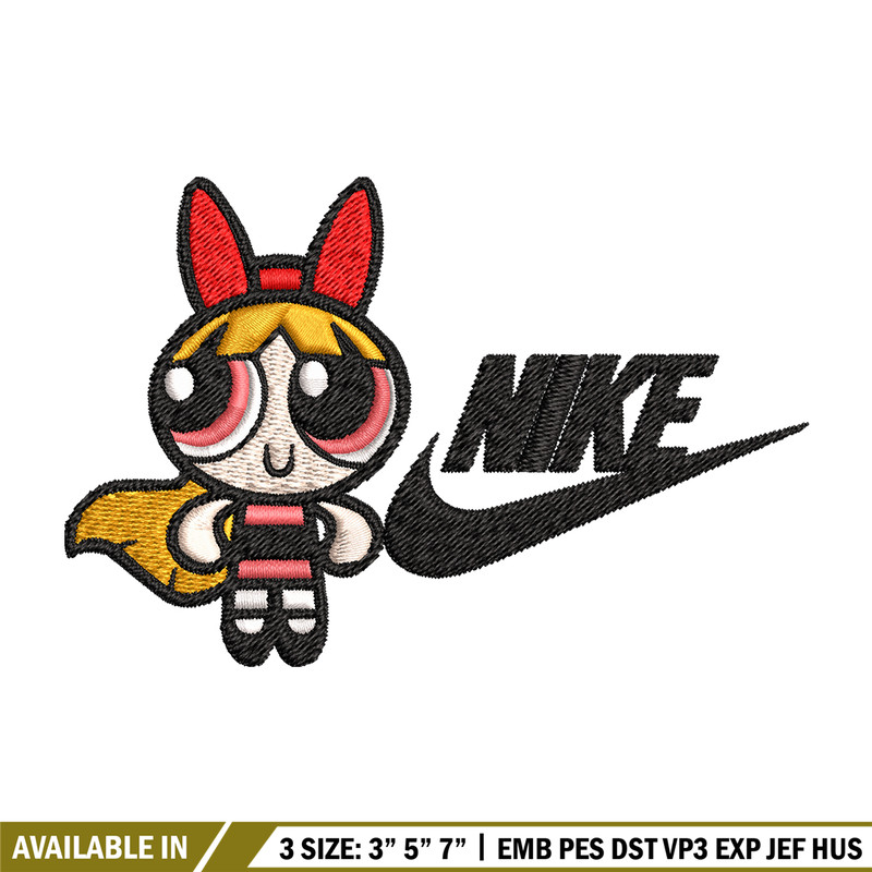 Blossom Nike Embroidery design, Powerpuff Girls cartoon Embroidery, Nike design, Embroidery file, Instant download..jpg