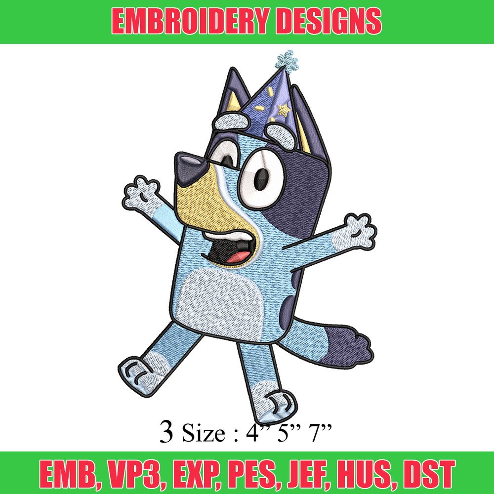 Bluey Happy birthday Embroidery, Bluey Cartoon Embroidery, Disney Embroidery, Embroidery File, digital download..jpg