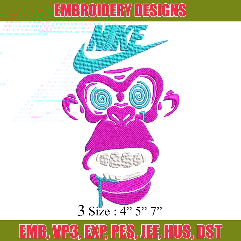 Monkey Nike Embroidery design, Monkey Embroidery, Nike design, Embroidery file, logo shirt, Instant download..jpg