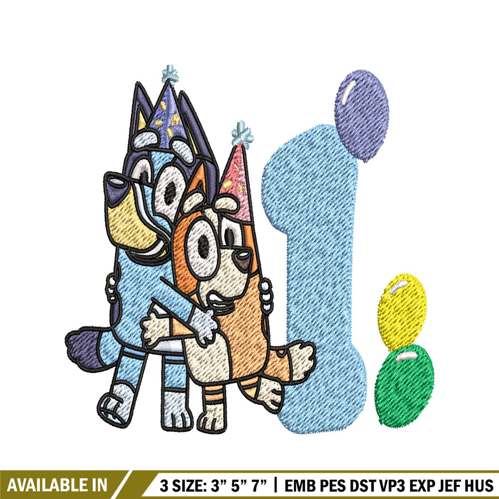 Bluey Bingo 1st Birthday Embroidery, Bluey Cartoon Embroidery, Disney Embroidery, Embroidery File, digital download..jpg
