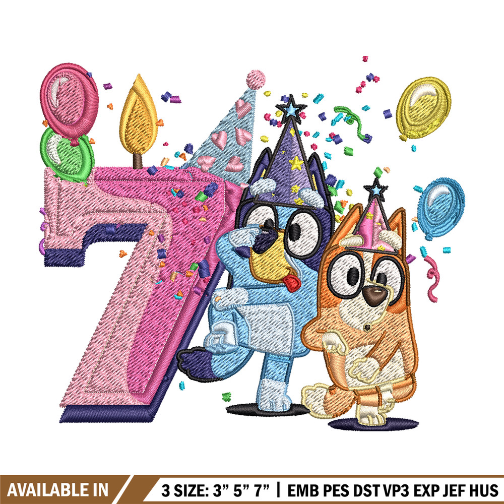 Bluey bingo 7th birthday Embroidery, Bluey birthday Embroidery, Embroidery File, cartoon design, Digital download..jpg