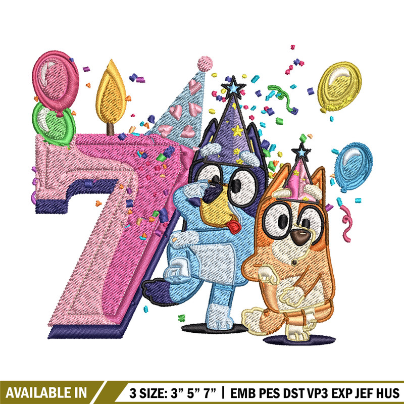 Bluey bingo 7th birthday Embroidery, Bluey birthday Embroidery, Embroidery File, cartoon design, Digital download..jpg