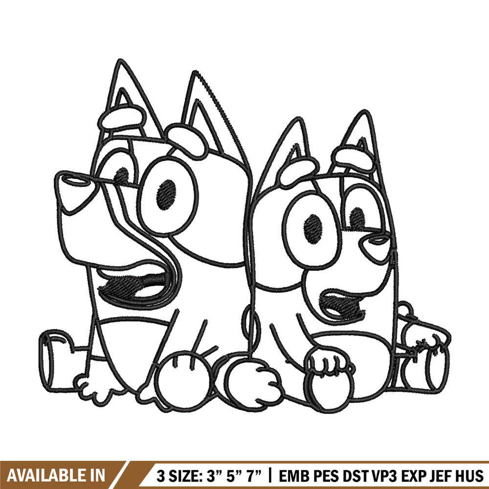Bluey Bingo Coloring Pages Embroidery, Bluey Embroidery, Embroidery File, cartoon design, logo shirt, Digital download..jpg