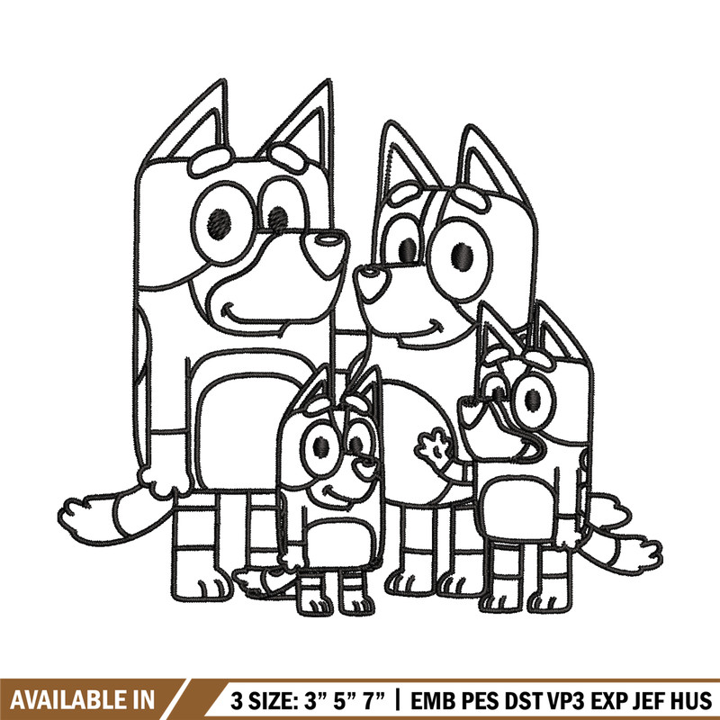 Bluey family Coloring Pages Embroidery, Bluey cartoon Embroidery, Embroidery File, cartoon design, Digital download..jpg