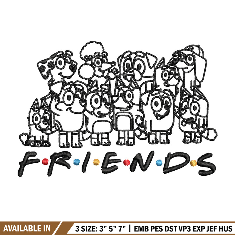 Bluey family Coloring Pages Embroidery, Bluey Embroidery, Embroidery File, cartoon design, logo shirt, Digital download..jpg