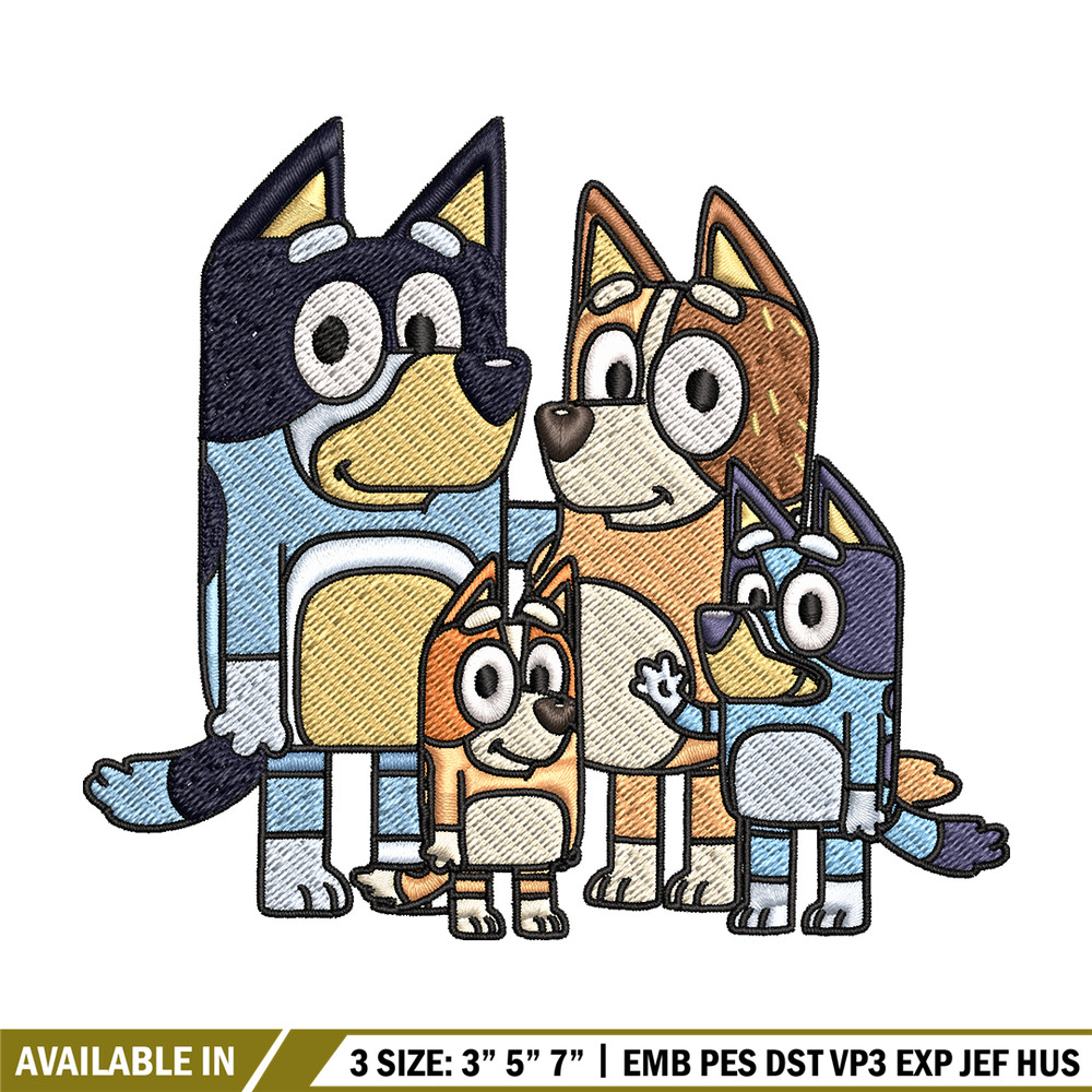 Bluey family embroidery design, Bluey Embroidery, Embroidery File, cartoon design, cartoon shirt, Instant download..jpg