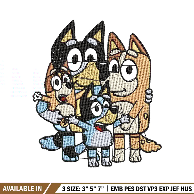 Bluey Family Embroidery, Bluey cartoon Embroidery, Embroidery File, cartoon shirt, cartoon design, Digital download..jpg