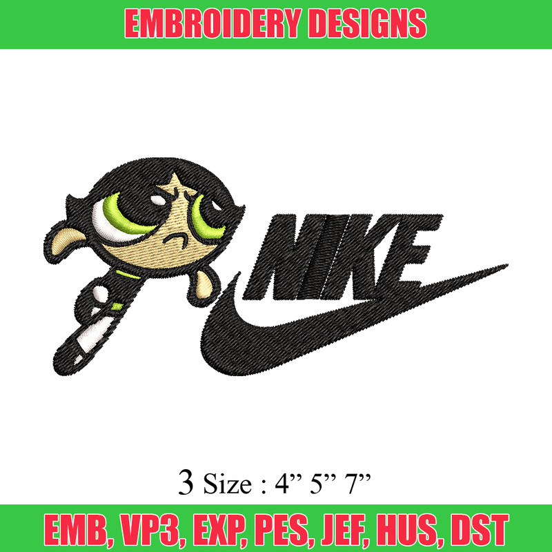 Buttercup Nike Embroidery design, Powerpuff Girls cartoon Embroidery, Nike design, Embroidery file, Instant download..jpg