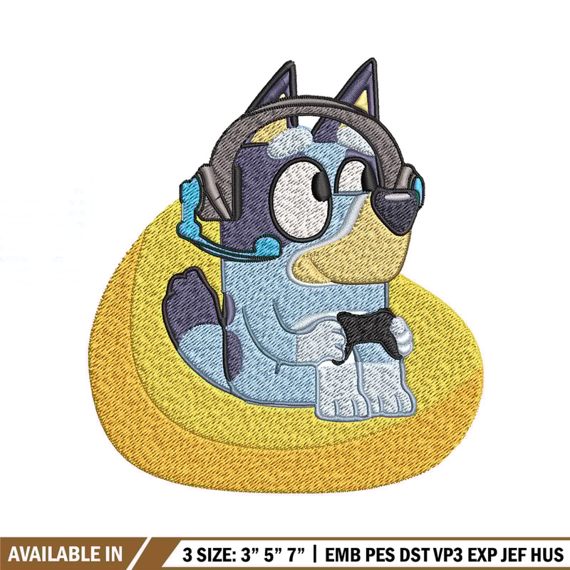 Bluey headphones Embroidery, Bluey cartoon Embroidery, Embroidery File, cartoon design, logo shirt, Digital download.jpg