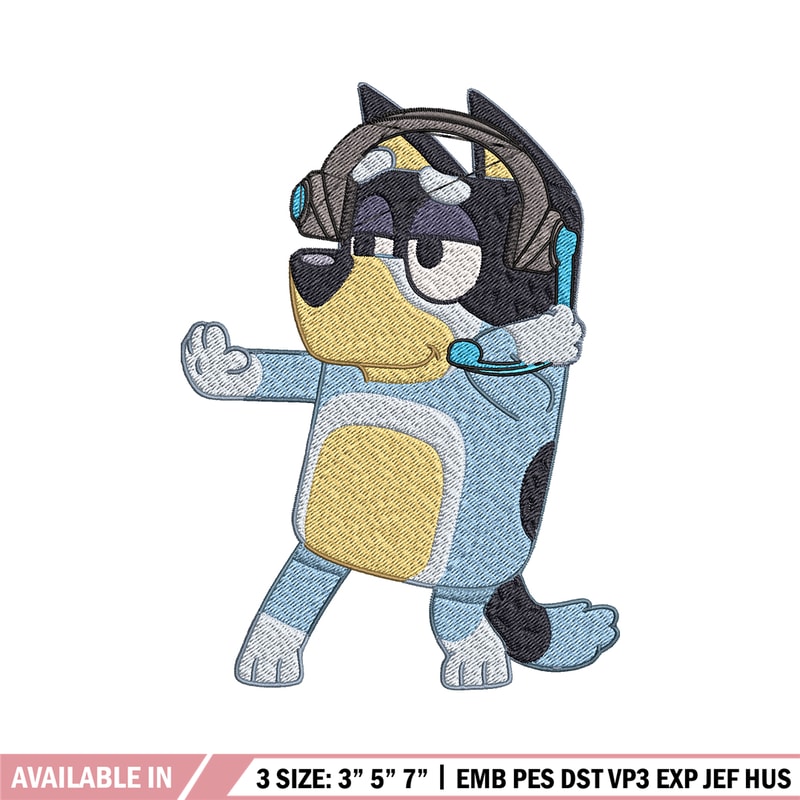 Bluey headphones Embroidery, Bluey headphones Embroidery, Embroidery File, cartoon design, logo shirt, Digital download.jpg