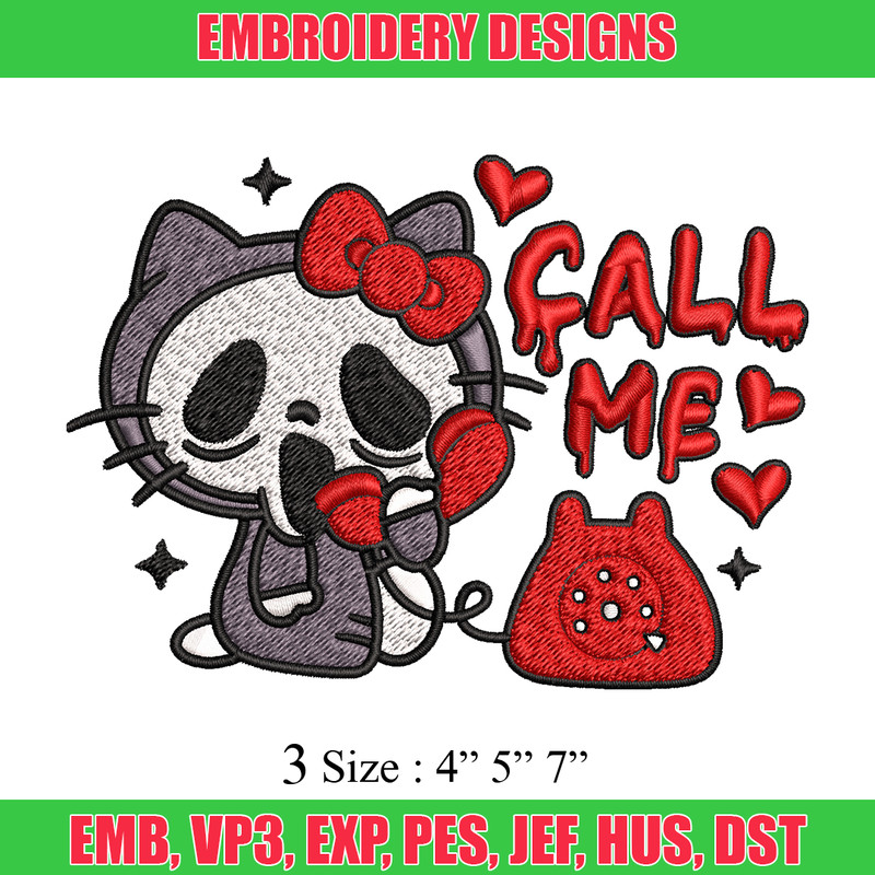Call Me Scream Hello Kitty Embroidery design, Hallokitty Embroidery, cartoon design, Embroidery File, Digital download..jpg
