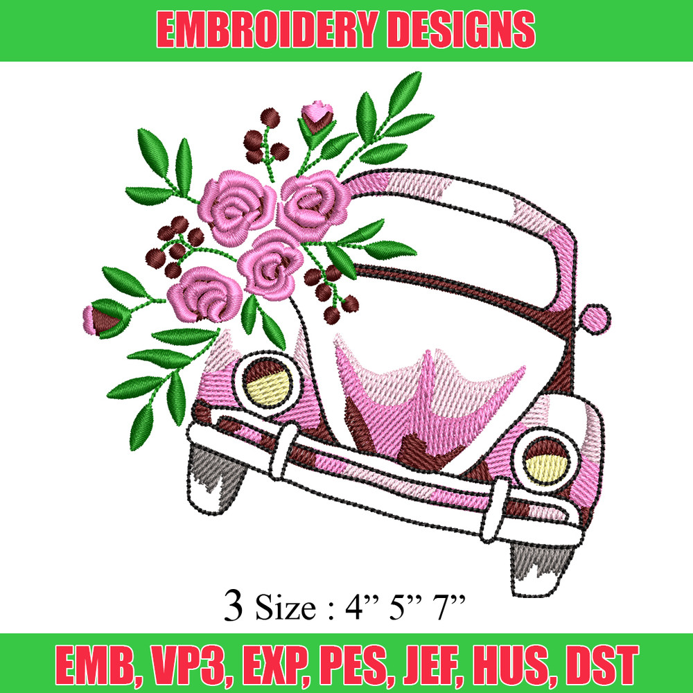 Car flower embroidery design, Car flower embroidery, logo design, embroidery file, logo shirt, Digital download..jpg