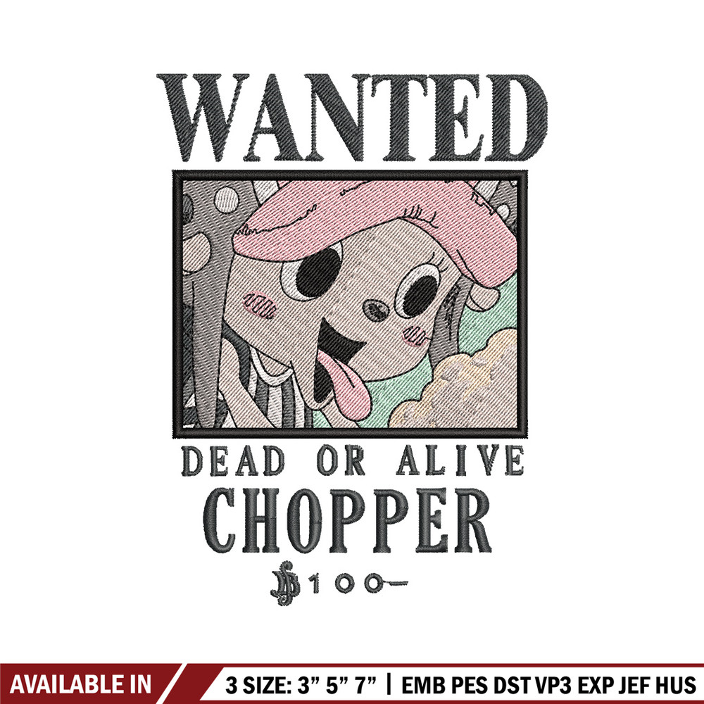 Bounty chopper embroidery design, One piece embroidery, Anime design, Embroidery shirt, Embroidery file,Digital download.jpg