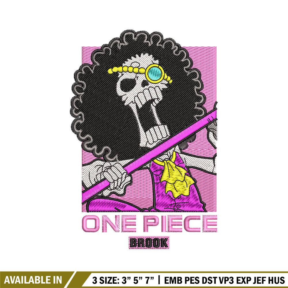 Brook embroidery design, One Piece embroidery, embroidery file, anime design, logo design, anime shirt, Digital download.jpg