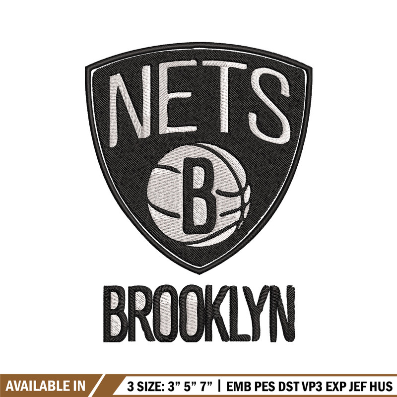 Brooklyn Nets Embroidery Design, Logo Embroidery, NBA Embroidery, Embroidery File, Logo shirt, Digital download.jpg
