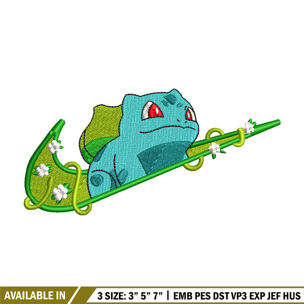 Bubasaur nike embroidery design, Pokemon embroidery, nike design, anime design, anime shirt, Digital download.jpg