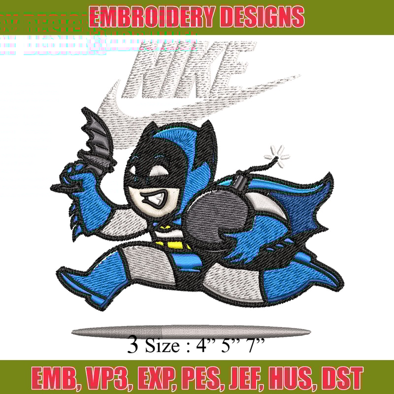 Nike Funny Batman Embroidery design, Batman cartoon Embroidery, Nike design, Embroidery file, Instant download..jpg