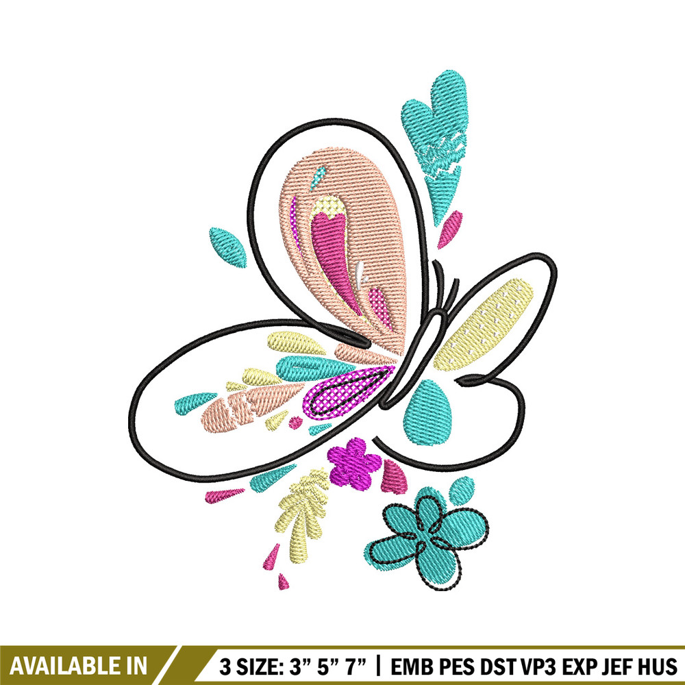 Butterfly color embroidery design, Butterfly embroidery, Embroidery file, Embroidery shirt, Emb design, Digital download.jpg