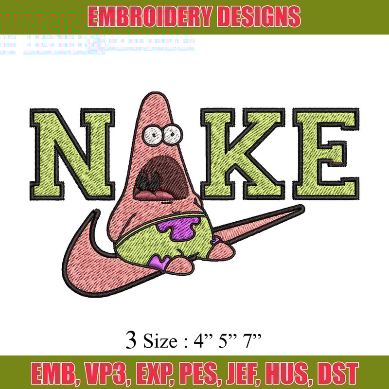 Nike patrick cute Embroidery Design, Spongebob Embroidery, Nike Embroidery, Embroidery File, Logo shirt,Digital download.jpg