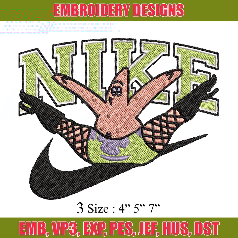 Nike patrick Embroidery Design, Spongebob Embroidery, Nike Embroidery, Embroidery File, Logo shirt, Digital download.jpg