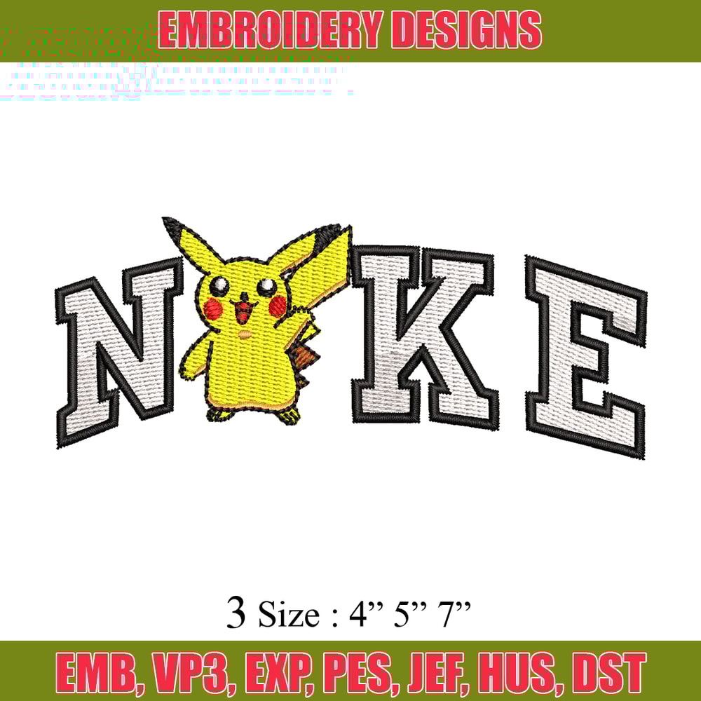Nike Pikachu embroidery design, Pokemon embroidery, Nike design, embroidery file, anime shirt, Digital download.jpg