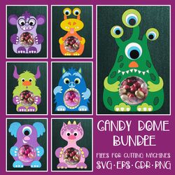 cute monster | candy dome bundle | paper craft template svg