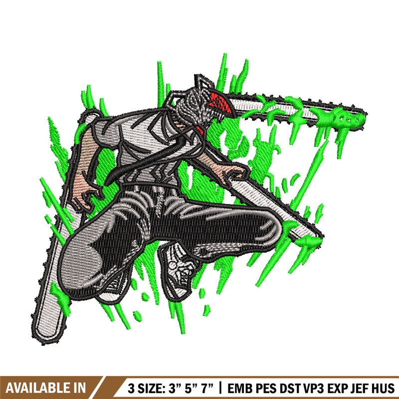 Chainsaw embroidery design, Chainsaw man embroidery, Anime design, Embroidery shirt, Embroidery file, Digital download.jpg