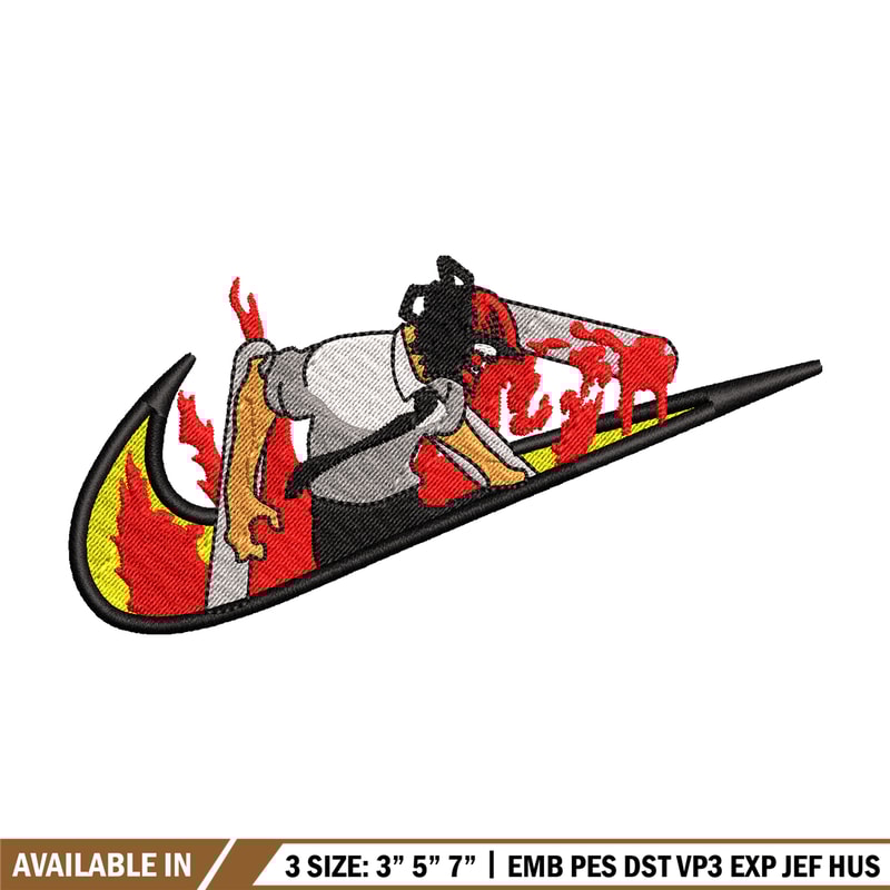 Chainsaw man Nike embroidery design, Chainsaw man embroidery, Nike design, anime design, anime shirt, Digital download.jpg