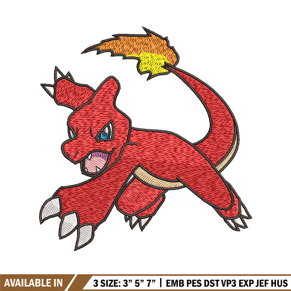 Charmeleon embroidery design, Pokemon embroidery, Anime design, Embroidery shirt, Embroidery file, Digital download.jpg
