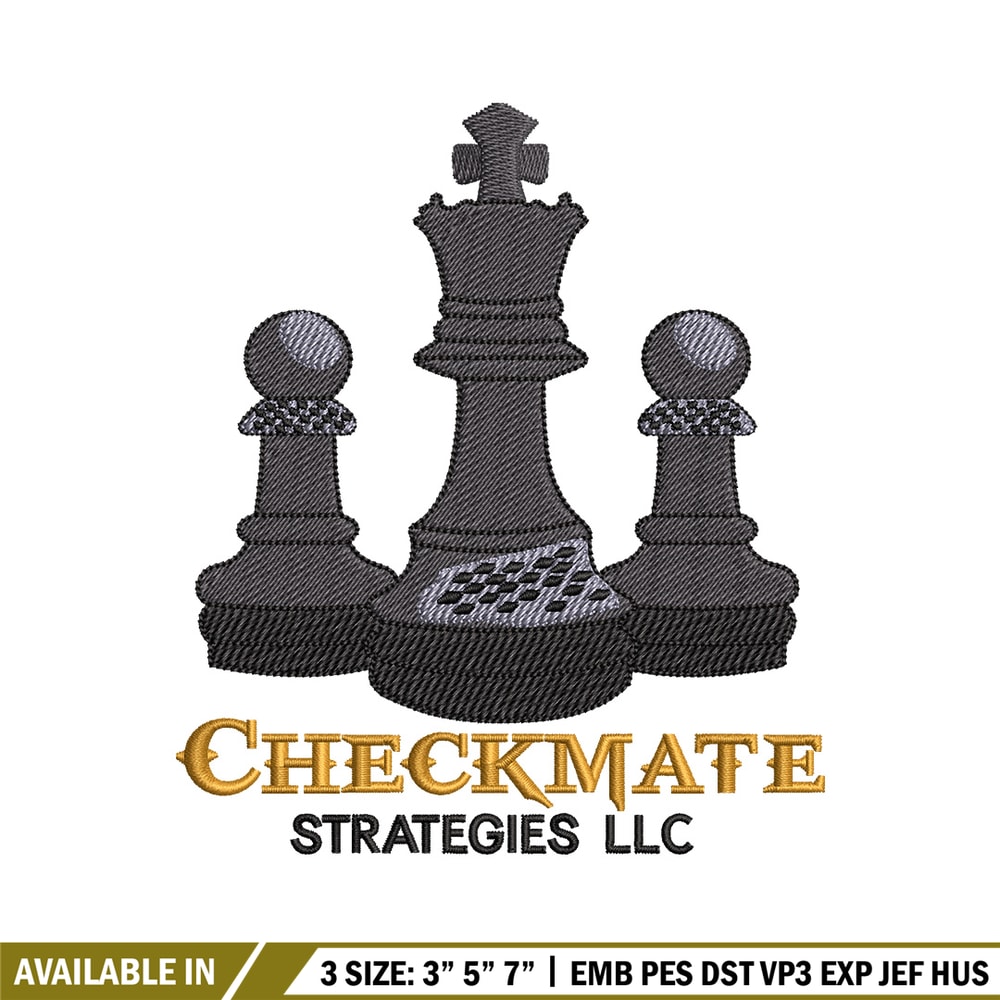 Check mate embroidery design, Chess embroidery, Embroidery file, Embroidery shirt, Emb design, Digital download.jpg