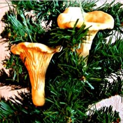 Ceramic golden chanterelle. Mushroom Christmas Decoration