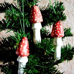 Ceramic fly agaric. Mushroom Christmas Decoration