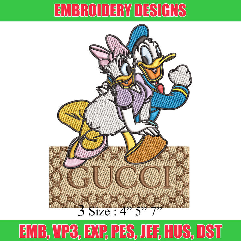 Daisy And Donald Duck Gucci Embroidery design, Disney Embroidery, cartoon design, Embroidery File, Instant download..jpg
