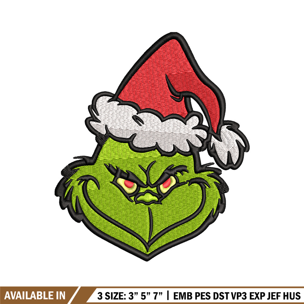 Christmas Grinch Face Embroidery design, Grinch christmas Embroidery, Embroidery File, Grinch design, Instant download..jpg