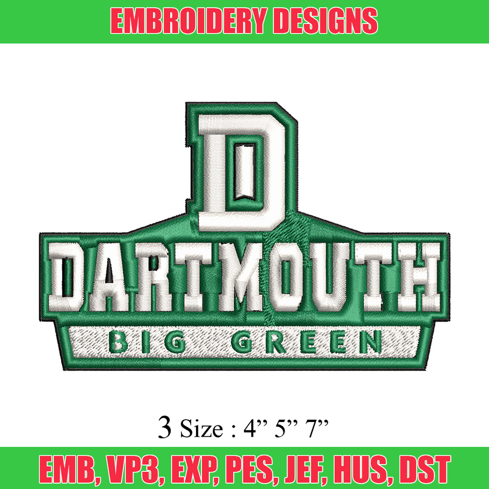 Dartmouth Big Green embroidery design, Dartmouth Big Green Lions embroidery, Sport embroidery, NCAA embroidery..jpg